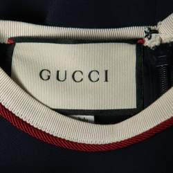 Gucci Navy Blue Crepe Contrast Trim Shift Dress S