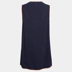 Gucci Navy Blue Crepe Contrast Trim Shift Dress S