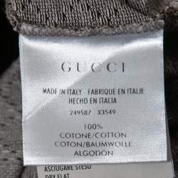 Pre Owned Gucci Brown Patterned Cotton Pique Short Sleeve Polo T-Shirt L