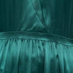 Gucci Green Silk Satin Draped Maxi Dress S