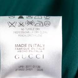 Gucci Green Silk Satin Draped Maxi Dress S