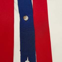 Pre Owned Gucci Cream Silk Contrast Trim Neck Tie Detail Shirt M