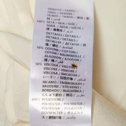 Pre Owned Gucci Cream Silk Contrast Trim Neck Tie Detail Shirt M