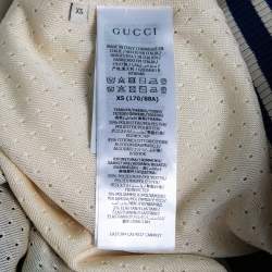 Pre Owned Gucci Cream Knit Web Stripe Trimmed Zip Front Jacket XS