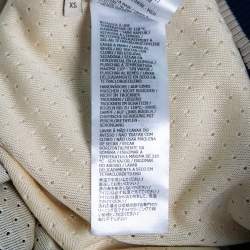 Pre Owned Gucci Cream Knit Web Stripe Trimmed Zip Front Jacket XS