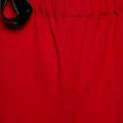 Pre Owned Gucci Red Wool Belt Detail Palazzo Pants M