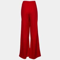 Pre Owned Gucci Red Wool Belt Detail Palazzo Pants M
