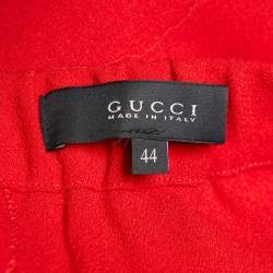 Pre Owned Gucci Red Wool Belt Detail Palazzo Pants M