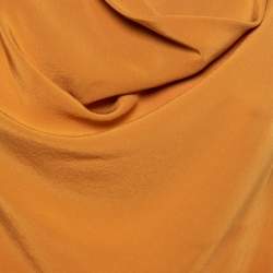 Pre Owned Gucci Mustard Yellow Silk Crepe Sleeveless Draped Neck Top S