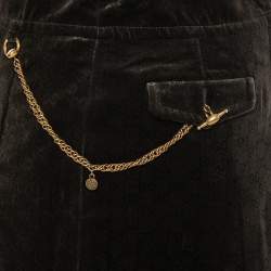 Pre Owned Gucci Dark Brown GG Monogram Velvet Mini Skirt S