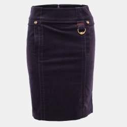 Pre Owned Gucci Purple Velvet Knee-Length Pencil Skirt S