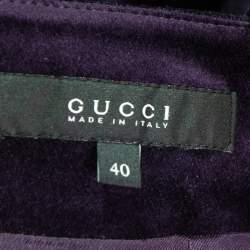 Pre Owned Gucci Purple Velvet Knee-Length Pencil Skirt S