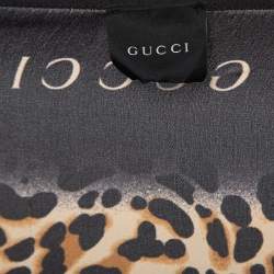 Pre Owned Gucci Brown/Black Animal Print Silk Shrug One Size