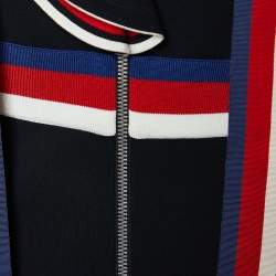 Pre Owned Gucci Black Jersey Web Stripe Ruffle Detail Mini Dress S