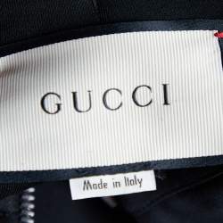 Pre Owned Gucci Black Jersey Web Stripe Ruffle Detail Mini Dress S