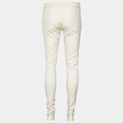 Pre Owned Gucci Cream Stretch Cotton Slim Fit Trousers S