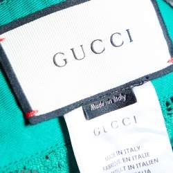 Pre Owned Gucci Green Lace Ribbed Web Stripe Lace Skirt M