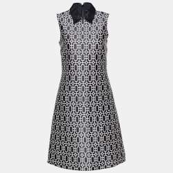 Gucci Black Octagonal Jacquard Wool Blend Sheath Dress S