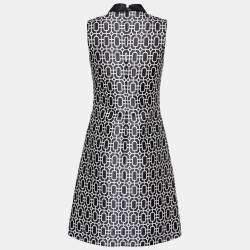 Gucci Black Octagonal Jacquard Wool Blend Sheath Dress S