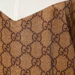 Pre Owned Gucci Brown GG Print Technical Jersey Web Detail Mini Dress M