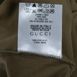 Pre Owned Gucci Olive Green Printed Cotton Short Sleeve T-Shirt M