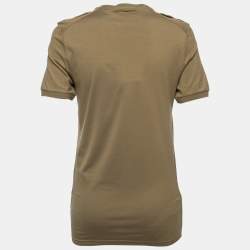 Pre Owned Gucci Olive Green Printed Cotton Short Sleeve T-Shirt M