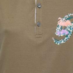 Pre Owned Gucci Olive Green Printed Cotton Short Sleeve T-Shirt M