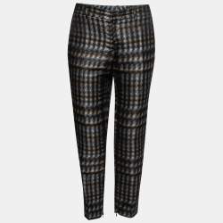 Gucci Black Multicolor Printed Silk Tapered Trousers M