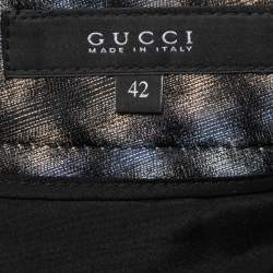 Gucci Black Multicolor Printed Silk Tapered Trousers M