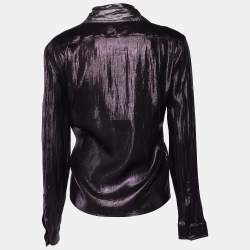 Pre Owned Gucci Purple Lurex Silk Button Front Shirt M