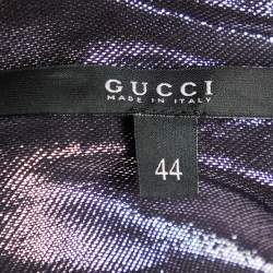 Pre Owned Gucci Purple Lurex Silk Button Front Shirt M
