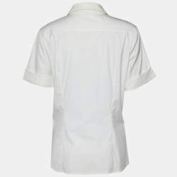 Pre Owned Gucci White Stretch Cotton Pleated Detail Shirt S