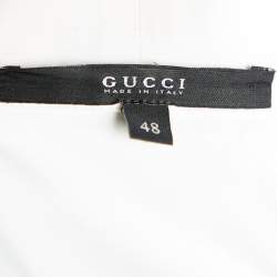 Pre Owned Gucci White Stretch Cotton Pleated Detail Shirt S