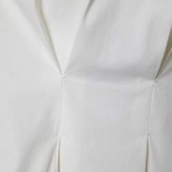 Pre Owned Gucci White Stretch Cotton Pleated Detail Shirt S