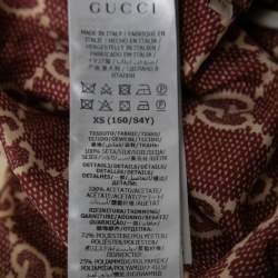 Pre Owned Gucci Burgundy GG Supreme Silk Zip-Front Jacket XS