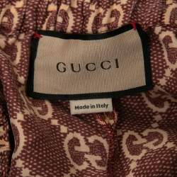 Pre Owned Gucci Burgundy GG Supreme Silk Shorts XS