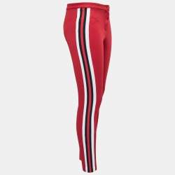 Gucci Red Tech Jersey Web Trim Detail Leggings XS 