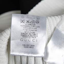 Pre Owned Gucci White Rib Knit Belted Off-Shoulder Top XS