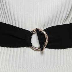 Pre Owned Gucci White Rib Knit Belted Off-Shoulder Top XS