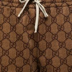 Pre Owned Gucci Brown GG Jacquard Jersey Drawstring  Joggers M