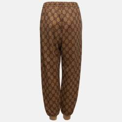 Pre Owned Gucci Brown GG Jacquard Jersey Drawstring  Joggers M