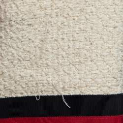 Gucci Cream Tweed Web Ribbon Trim Oversized Cardigan Jacket M