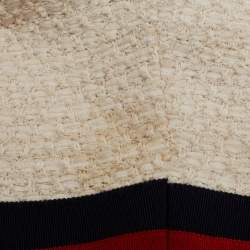 Gucci Cream Tweed Web Ribbon Trim Oversized Cardigan Jacket M