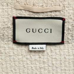 Gucci Cream Tweed Web Ribbon Trim Oversized Cardigan Jacket M