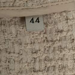 Gucci Cream Tweed Web Ribbon Trim Oversized Cardigan Jacket M
