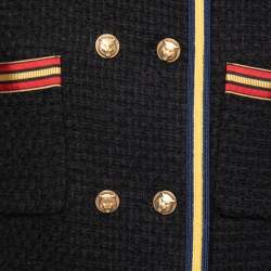 Pre Owned Gucci Black Tweed Web Trim Detail Jacket M