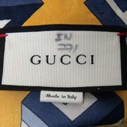 Gucci Yellow Logo Cube Printed Silk Shirt M