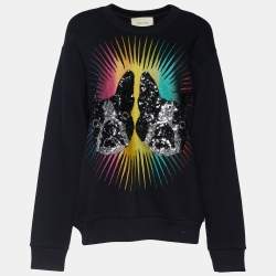 Gucci Black Knit Sequined Bosco & Orso Sweatshirt S