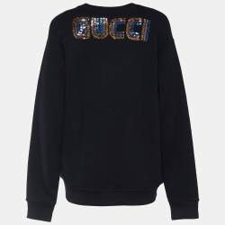 Gucci Black Knit Sequined Bosco & Orso Sweatshirt S