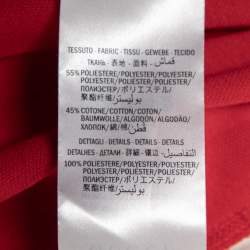 Pre Owned Gucci Red Knit Web Stripe Trimmed Pleated Skirt XS